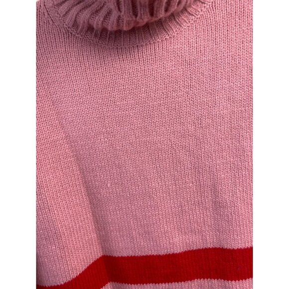 Ann Taylor Wool Blend Turtleneck Sweater Womens size Small Colorblock Pink Red - Picture 8 of 8